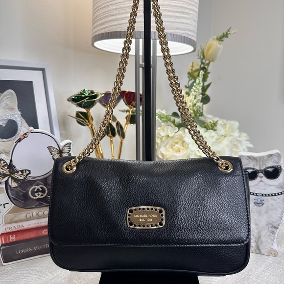 Michael Kors Jet Set Soft Black Leather Crossbody EUC - Picture 3 of 9